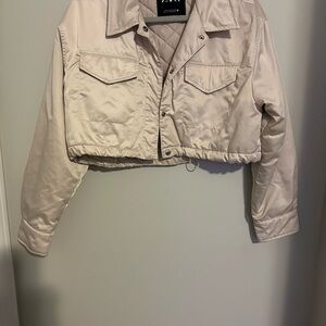 Zara Cream Cropped Women's Bomber Jacket Size Medium